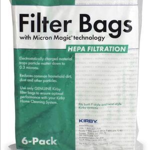 COPY - Kirby 204814 Micron Magic HEPA Filter Plus Bags, 6, White Vacuum Bags